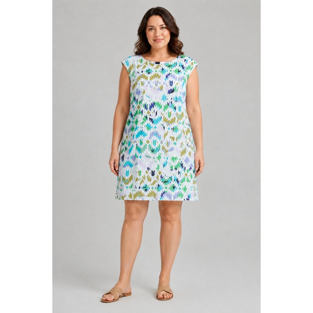 Milly Cotton Shift Dress‎ Womens 12 Ikat Designer Business Casual Garden Party